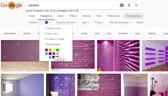 Google y las búsquedas de imágenes por color