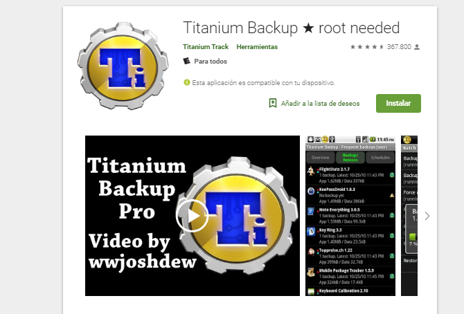 Crear un backup de tu movil Android con Titanium Backup