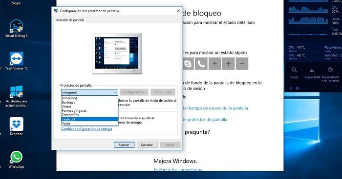 Poner protector de pantalla Windows 10