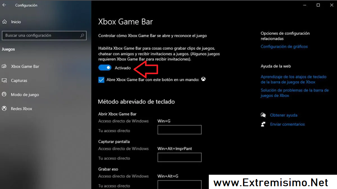 Activar Barra Xbox Game Bar