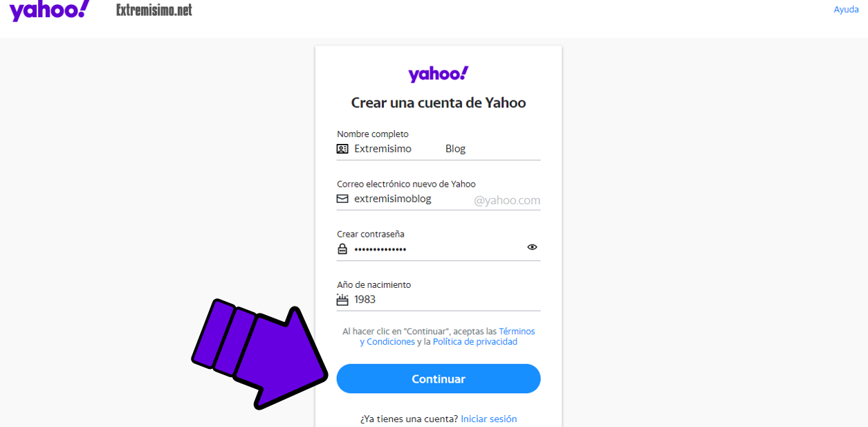 crear cuenta yahoo mail