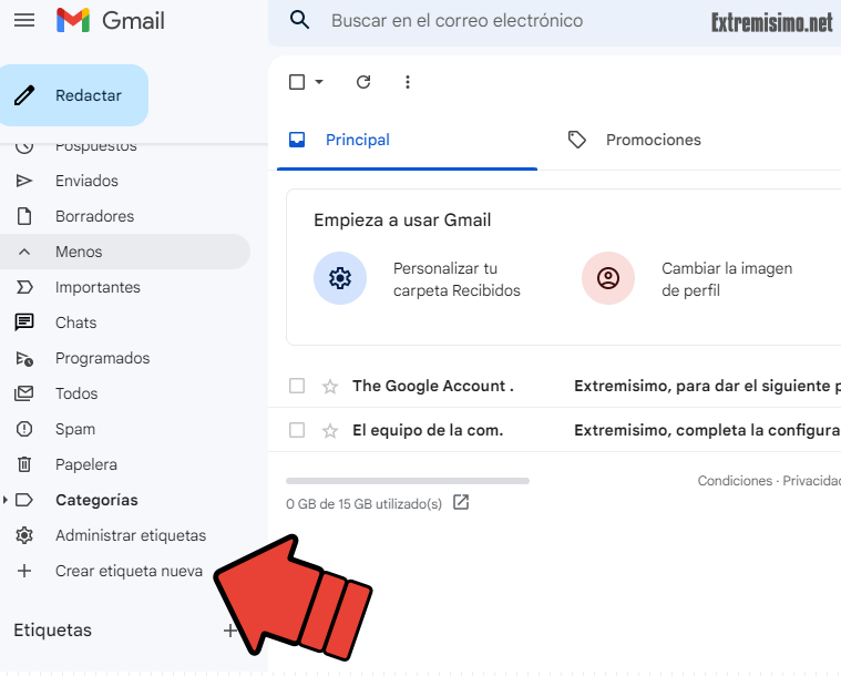 crear nueva etiqueta gmail